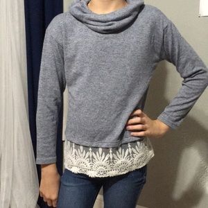 Girls Light sweater lace bottom.